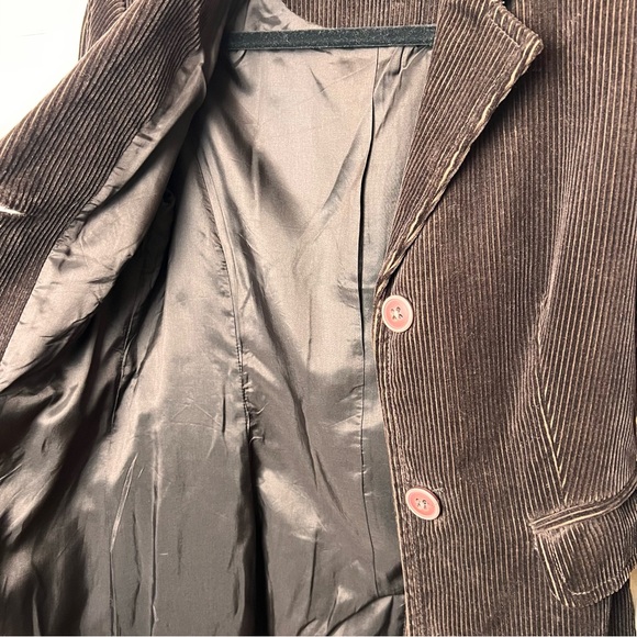 JACOB Vintage Corduroy Brown Cotton Button-up Blazer Long Open Coat - Size 3/4 - Picture 9 of 16